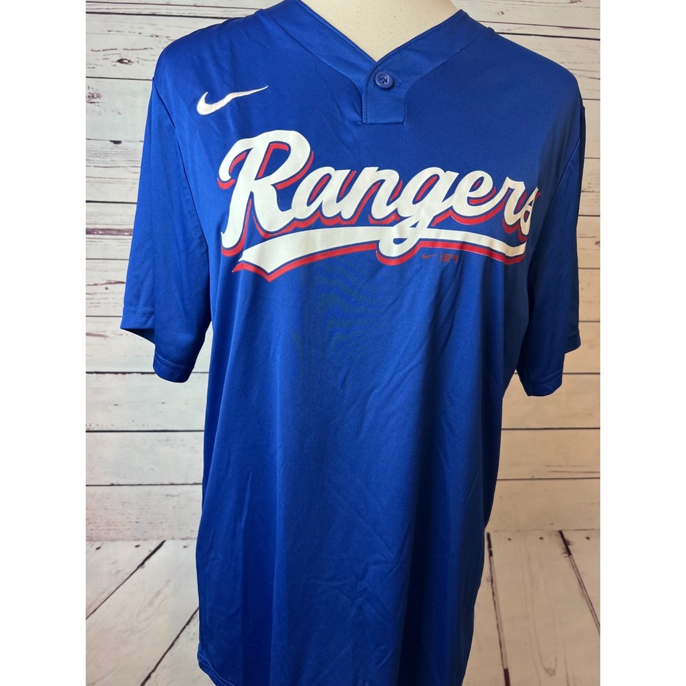 Nike Texas Rangers Baseball Jersey Mens Small #2 MLB Henley Marcus Semien N383